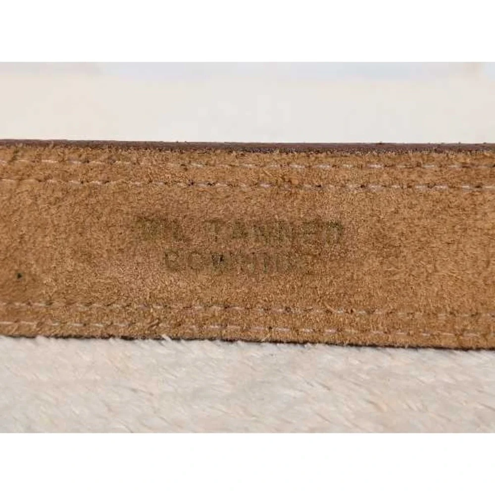 Brown Leather Western Belt Concho Buckle Stitching Men Size 40